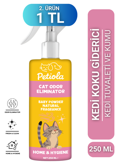 Petiola Kedi Kumu ve Tuvaleti Koku Giderici, Bebek Pudrası Kokulu, 250 ml