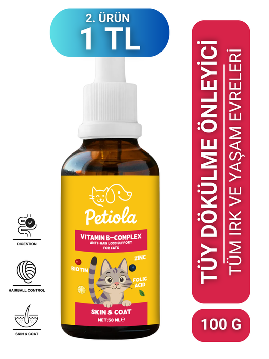 Petiola Tüy Dökülme Engelleyici, Tüy Yumağı Ve Kusma Önleyici Multivitamin Kedi Malt Macun 100 gr