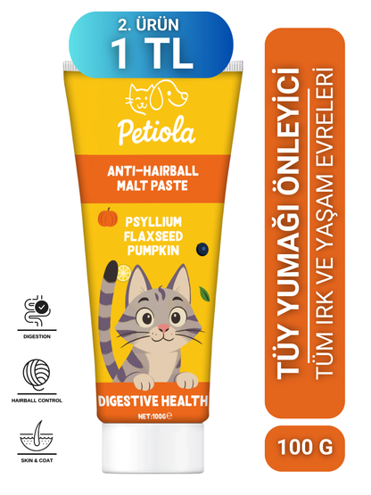 Petiola Sindirim Düzenleyici, Tüy Yumağı Ve Kusma Önleyici Multivitamin Kedi Malt Macun 100 gr