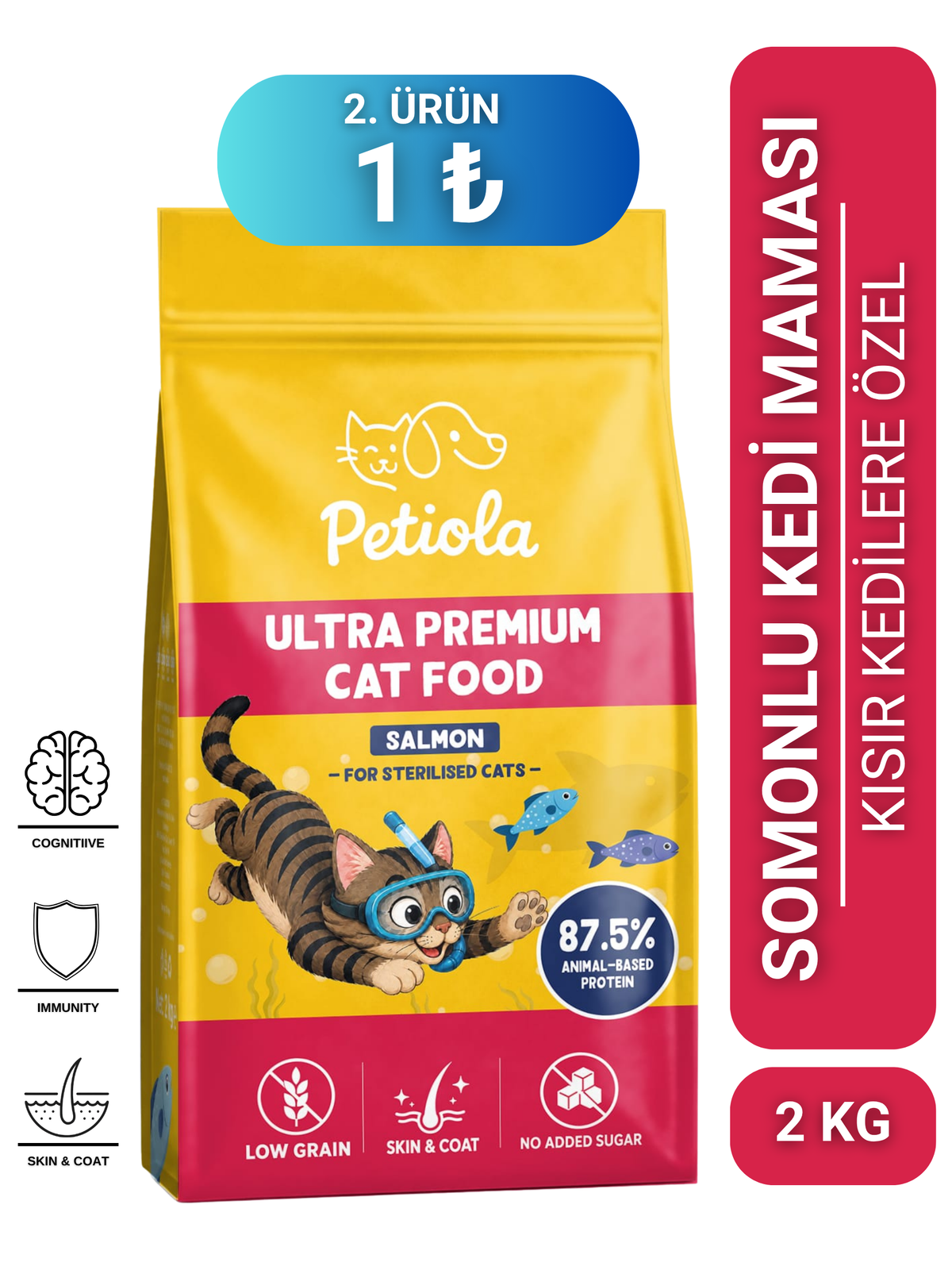 Ultra Premium Kısırlaştırılmış Somonlu Kuru Kedi Maması 2 Kg