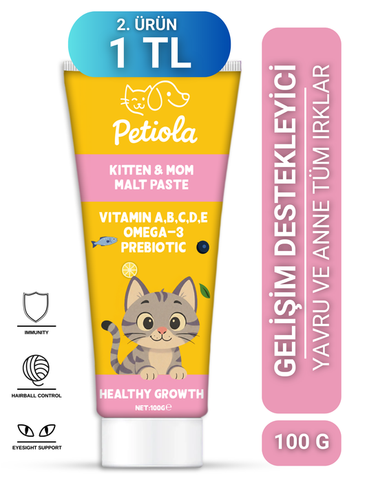 Petiola Yavru ve Anne Kediler İçin, Tüy Yumağı Ve Kusma Önleyici Multivitamin Kedi Malt Macun 100 gr