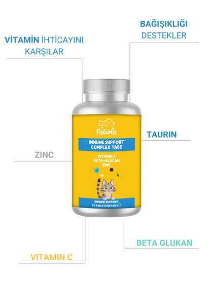 Petiola Bağışıklık Destekleyici, Direnç Arttırıcı Multivitamin Kedi Tableti 75 Tablet, 26 gr