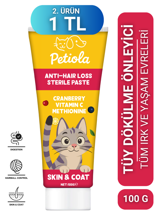 Petiola Tüy Dökülme Engelleyici, Tüy Yumağı Ve Kusma Önleyici Multivitamin Kedi Malt Macun 100 gr
